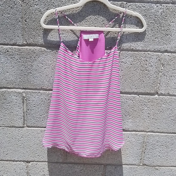 Ann Taylor LOFT Strappy Tank‎ Size Small in Pink w/ Stripes - Picture 1 of 7